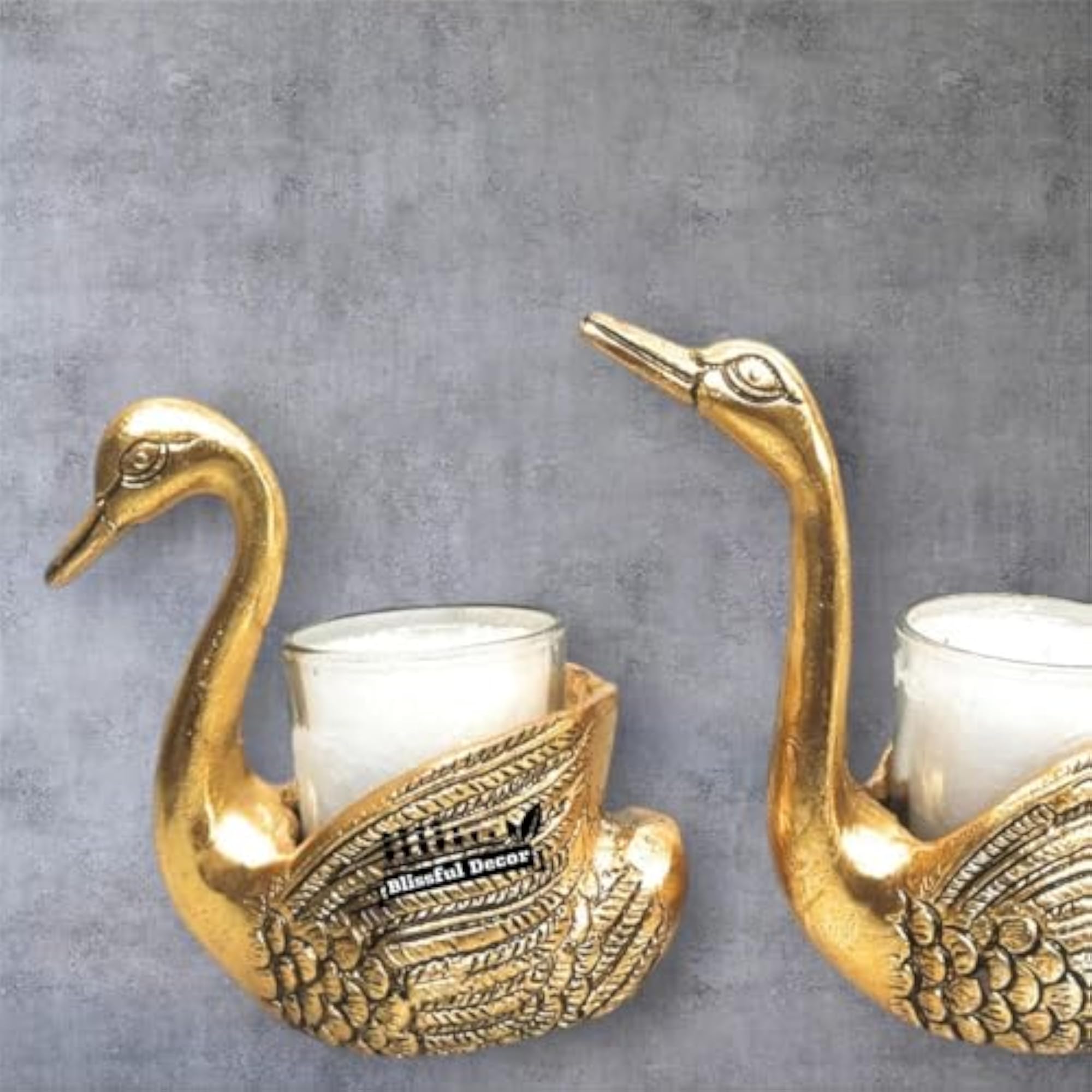 Aluminium Pair of Swans Candle Holder for Tabletop, Gift Idea