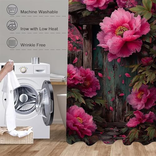 Rideau douche 120x180cm lavable polyester pivoine résistant