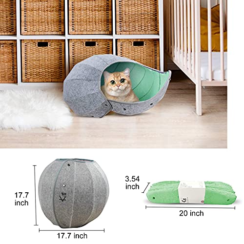 Cat Tunnel Beds for Indoor Cats, K1 Soft Cat Cave Multi-Function Foldable Cat Toy for Puppy Dogs and Cats (Green) - Image 5