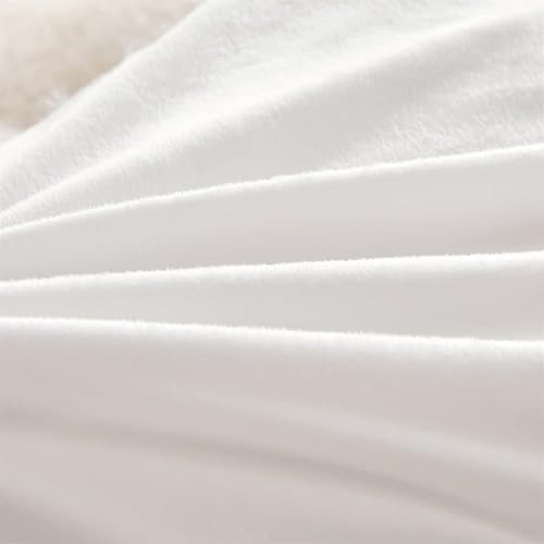 Miniatura 9 de Juego de edredón de felpa blanca tamaño Queen, 3 piezas (1 edredón + 2 fundas de almohada peludas), lujoso, moderno, relleno de microfibra para