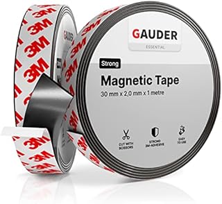 GAUDER Magnetic Tape Self Adhesive (30 mm x 1 m) | Magnet Strips with Adhesive Backing | Sticky Back Magnet Roll