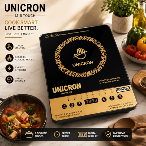 Image of UNICRON 2000 Watts Cooktop | Preset Indian Menu Options & Timer | Compatible With Metal Cookware With Flat Surface