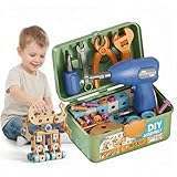 AURIVEE® Boîte à Outils Enfant avec Perceuse Visseuse – 172 Pièces Jeu de...