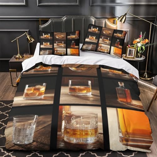 Housse de couette verre à whisky 3D en microfibre super king - 2