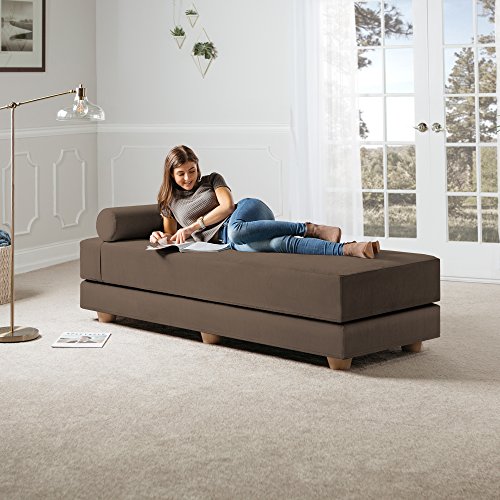 Jaxx Alon Daybed-Fold-Out Sleeper-Queen-Size Mattress Sofa Bed, Toffee…