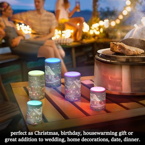 Image of Gingerbread House Flickering Flameless Candles LED Battery Operated with Remote Timer Pillar Candles for Home Birthday Wedding Christmas Decor, Set of 2