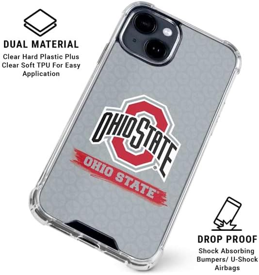 Skinit Clear Phone Case Compatible with iPhone 15 - Officially Licensed Ohio State University Distressed Logo Design