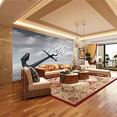 Voiv Wallpaper Wall Mural – 3D Print Creative Anchor Pattern Wallpaper Mural Self-Adhesive Non-Woven Photo Wall Art Mural Tv Restaurant Murals Home Decoration 55X28 In #TOP4