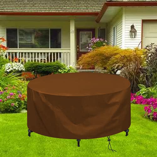 Funda protectora redonda para mesa de jardín 70x130cm(marrón) 420D Oxford Jardín Muebles Cubierta impermeable a prueba de polvo impermeable para muebles de jardín y juegos de muebles