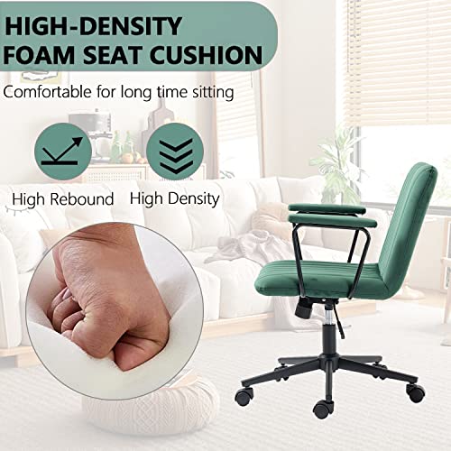Homvent Modern Velvet Home Office Desk Chair Adjustable Swivel Computer Task Chair With Wheels Accent Armchair Cute Desk Chair Vanity Chair For Small Space, Living Room, Make-Up, Studying Green #TOP3