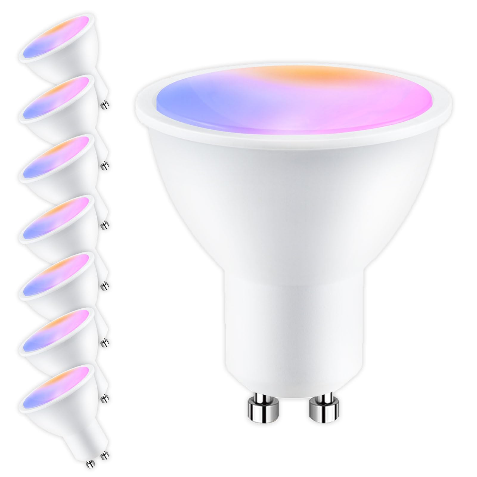 ANTELA Lampadine LED WiFi GU10 5W, Dimmerabile, Controllo App con Alexa/Google Home, RGB&2700K-6500K Bianco Freddo Caldo, 8PCS