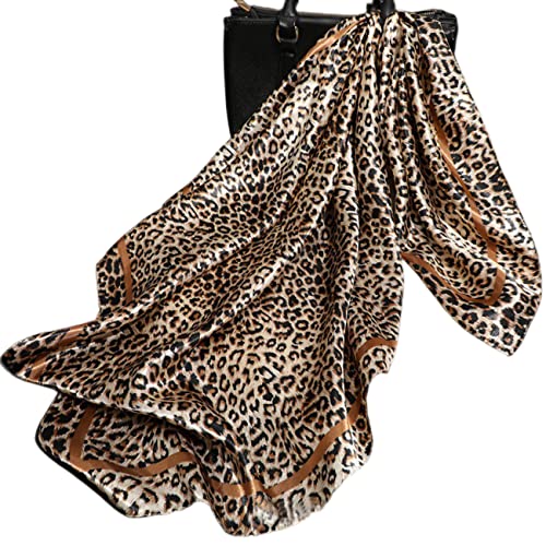 Image of FAIRYGATE Ladies Scarves Satin Square Head Scarfs Leopard Print Scarf Silk Like Fashion Neckerchief for Women A2425