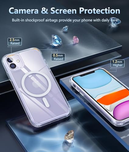 Image of DIZORO Crystal Clear Magnetic Compatible with iPhone 11 Case with Anti-Yellow Anti-Scratch Shockproof Transparent Cover