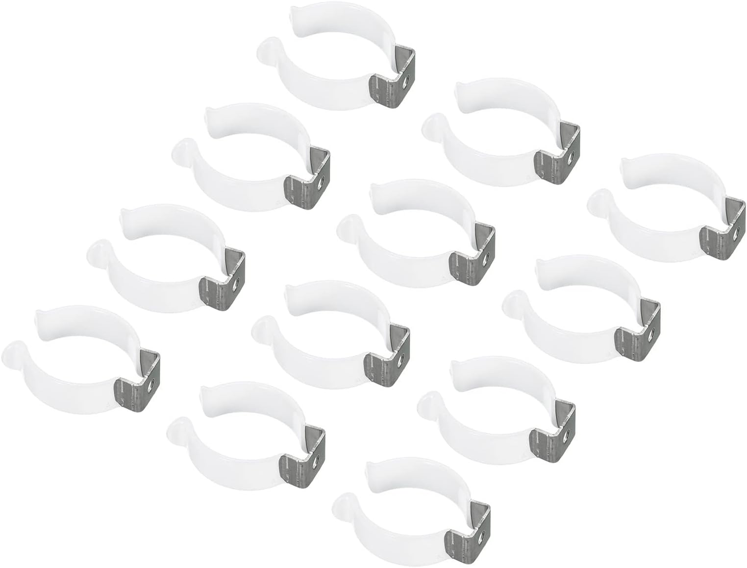 12Pcs T12 U Clips Holder Bracket for LED Light Bulb Mounting Bracket Support Stainless Steel Fluorescent Tube Holder Pipe Clamps Spring Holder Tool Clips to Prevent Sagging, White