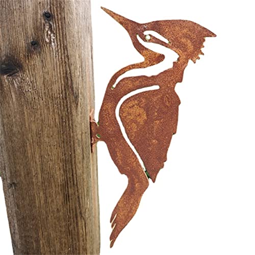 Innovative Woodpecker Ornament Weather-Resistant Metal Tree Wall Art Craft Rusty Woodpecker Sculpture Garden Supplies Miniature #TOP7