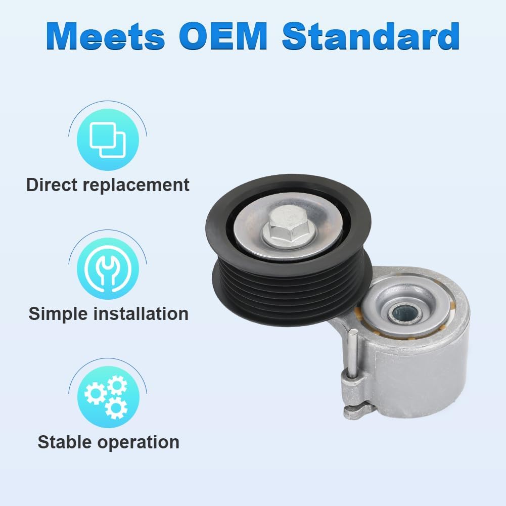 Belt Tensioner Assembly Compatible with Audi S4, S5, Q5, SQ5, Q7, A6 Quattro, A7 Quattro, A8 Quattro, VW Touareg, Porsche Cayenne, Panamera V6 3.0L Replacement for 06E903133M 06E903133AA
