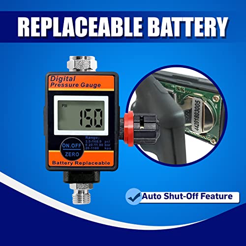 Le Lematec Air Pressure Regulator With Lock For Air Slip Prevention; Up To 150 Psi Hvlp Air Compressor Regulator With Digital Gauge; Rugged Heavy Duty Inline Air Compressor Pressure Regulator - Dar03B #TOP5