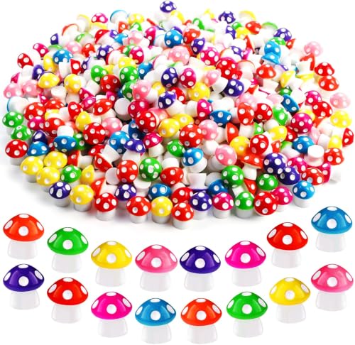 Teenzee 80P Mini Mushrooms Tiny Resin Mushroom Figurines Small Little Resin in Bulk for Miniature Landscape Aquarium Potted Fairy Garden Home Decor Accessories Party Favors Gifts