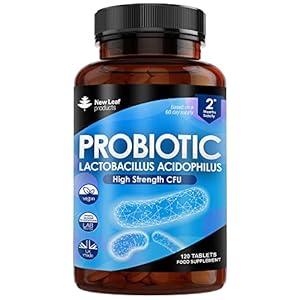 Probiotic Supplements Acidophilus Probiotic Tablets High Strength – Digestive & Gut Health Supplements Lactobacillus Probiotics for Gut Health – Vegan, GMO-Free, Gluten-Free, GMP, UK Made,120 Tablets