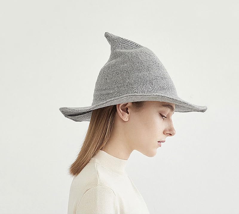 Aniler Men's and Women's Halloween Witch Hat Wool Knitted Cap for Party Masquerade Cosplay Costume Accessory Daily - Image 5