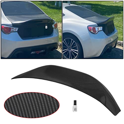 ECOTRIC Rear Trunk Spoiler Compatible with 2013-2020 Subaru BRZ/2013-2016 Scion FR-S/2017-2020 Toyota 86 Spoiler Wing Winglet Deck Lid Carbon Fiber Finish Style Look, L Type ABS Plastic