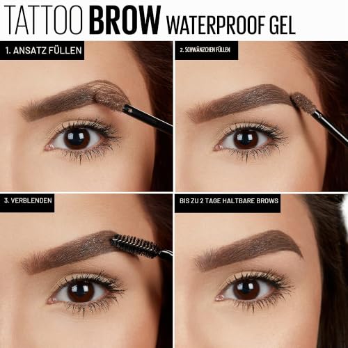 Maybelline New York - Wasserfestes Augenbrauengel – Tattoo Brow – Schokoladenbraun (05) – 5 g – Ansicht 9