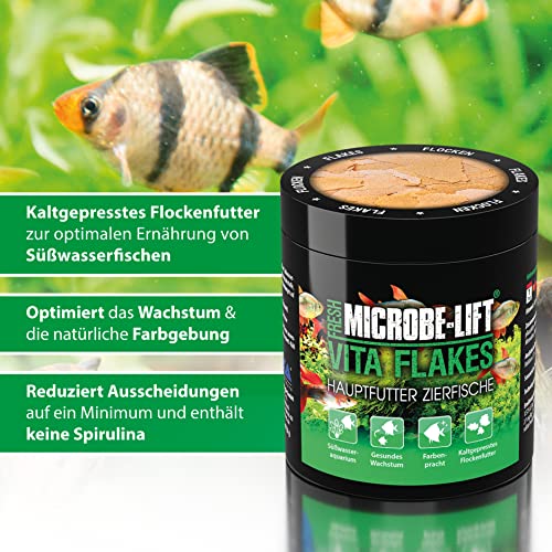 Flockenfutter für Zierfische – ARKA Vita Flakes 250 ml – hochwertiges, kaltgepresstes Alleinfutter für Süßwasseraquarien – unterstützt Farbenpracht, Vitalität & Wachstum – ohne Spirulina