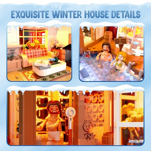 LUMIBRICKS Spa-Cabin Winter Lighting-Building-Bricks Set - 2235 Pcs Christmas House Winter Lodge LED Light Construction Building Christmas Village Model Set for Adults and Families by Lumibricks - Image 4