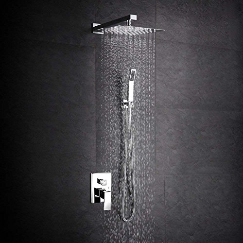 NearMoon Rain Shower Head, High Flow Stainless Steel Square Rainfall Shower, Waterfall Bath Shower Body Covering, Ceiling or Wall Mount (12 Inch, Chrome Finish) NearMoon Rain Shower Head, High Flow Stainless Steel Square Rainfall Shower, Waterfall Bath Shower Body Covering, Ceiling or Wall Mount (12 Inch, Chrome Finish)