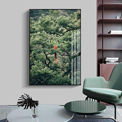 Impression sur toile forêt et perroquet HD 70x90cm grand format