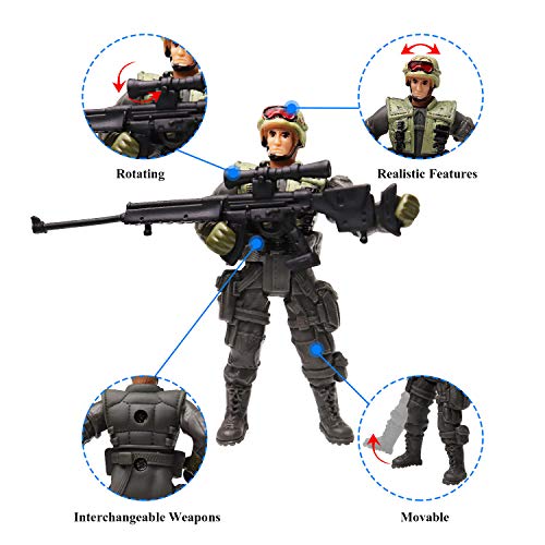 YIJIAOYUN Toy Soldiers Figures, Army Action Figure Toy with Weapon, Military Figures Playsets 6 Pcs