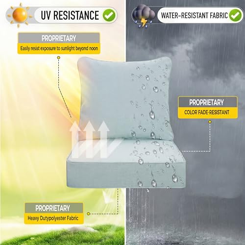 Image of Art Leon Waterproof Outdoor Seat Cushion 24 inchx 24 inch 30D High Density Foam Patio Chair Cushions with Non-Slip Backing Patio Cushions for Patio Furniture Porch Swing Garden Bench Camping Stadium Grey