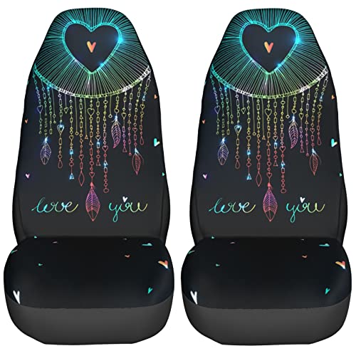 FeHuew Colorful Dream Catcher 2 Pcs Car Seat Covers Set Vehicle Front Seat Protector Auto Interior Accessories Protetors Car Mat Covers Universal fit Most Car SUV Van Truck