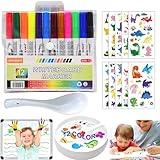 12pcs Magic Pen, Rotuladores Agua Magicos, Rotuladores Mágicos Agua con Cuchara y 2 Pegatinas de Tatuajes, Rotulador de Agua, Rotuladores para el Agua, para Graffiti Dibujo Escritura Pizarra Ropa