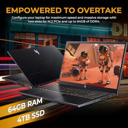 Nitro V 15,6" Full HD IPS 165Hz Gaming Laptop, Intel i5-13420H, NVIDIA GeForce RTX 5050 8GB GDDR7, 64GB RAM, 5TB Storage (4TB PCIe SSD & 1TB Docking), tastiera retroilluminata, Wi-Fi 6, Win 11 - Notebook - Immagine 2
