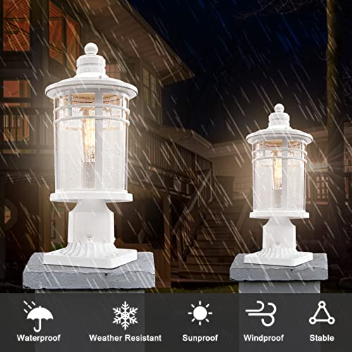 Darkaway Outdoor Post Lights Lamp Posts Outdoor Lighting, Waterproof Aluminum Post Lights Outdoor Light Fixtures With Glass, Light Posts For Outside Patio Yard (2 Pack, White) #TOP1