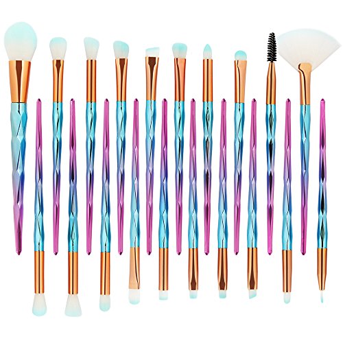 Kolight® Pack Of 20Pcs Cosmetic Eye Shadow Sponge Eyeliner Eyebrow Lip Nose Foundation Powder Makeup Brushes Sets (Blue Pink) #TOP1
