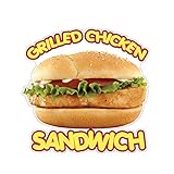 Grilled Chicken Sandwich Concession Restaurant Food Truck Die-Cut Vinyl Sticker 10 inches