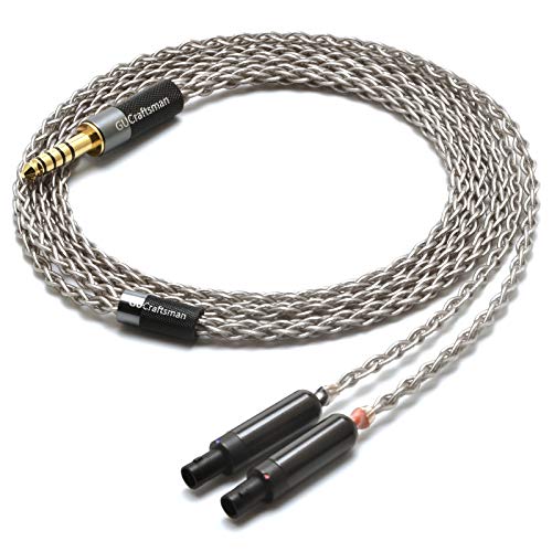 GUCraftsman 6N Single Crystal Silver Upgrade Headphones Cable 4Pin XLR/2.5mm/4.4mm Balance Headphone Upgrade Cable for SENNHEISER HD800 HD800s HD820 Dharma D1000 (4.4mm Plug)