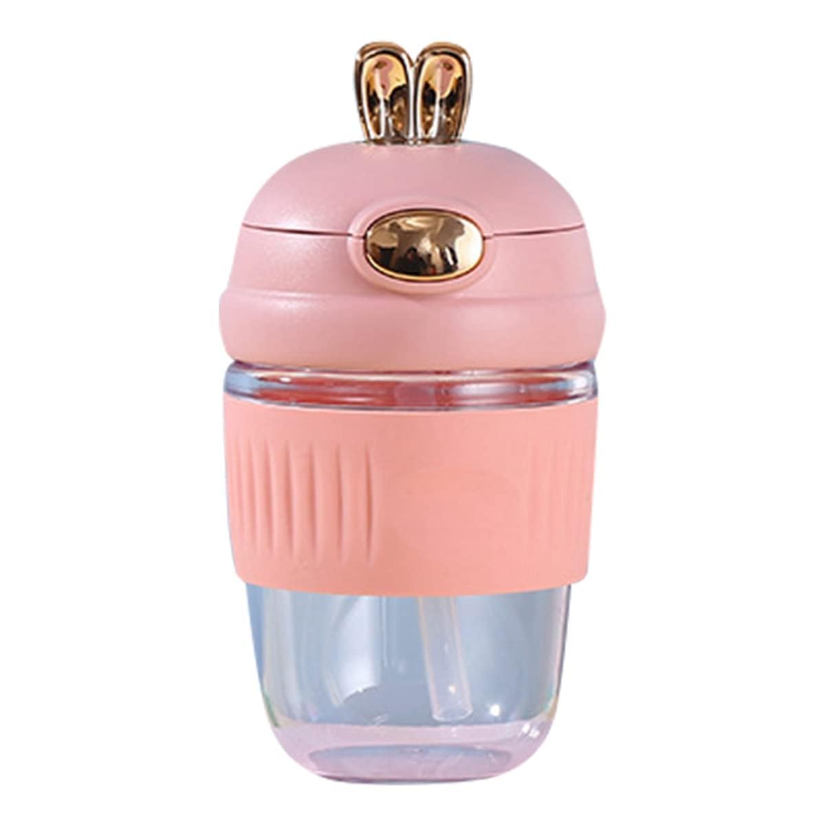 GTC Transparent Cups of 350 ml with Rabbit lid and Straw Glass Cup for Cold Drinks with a Cute Straw Coffee Mugs Travel Drink Cups Multicolor RSC35-image-41