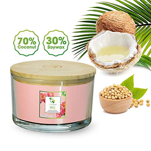 Cocosoy Organic Candles Hand Poured Natural Flower Extracted Fragrance Oils "Sea Salt & Citrus" Botanical Candles For Aromatherapy Home Scent 18 Oz Jar 1-Pack Beautiful Xmas Gift Box #TOP1