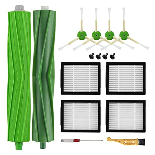 10 Stück Ersatzteile für iRobot Roomba i7 i7+ E5 E6 i6 i6+ i3 i3+ i4 i4+ i8 i8 Plus e5154 i3152 i7156 J7 7150 1 Satz Gummibürsten 4 Hochleistungsfilter 4 Seitenbürsten