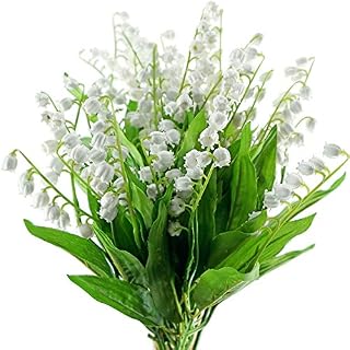 FiveSeasonStuff 12 Stems of Artificial White Lily of the Valley Flowers for Home Decorating Wedding Bouquet 38cm (15 inches)
