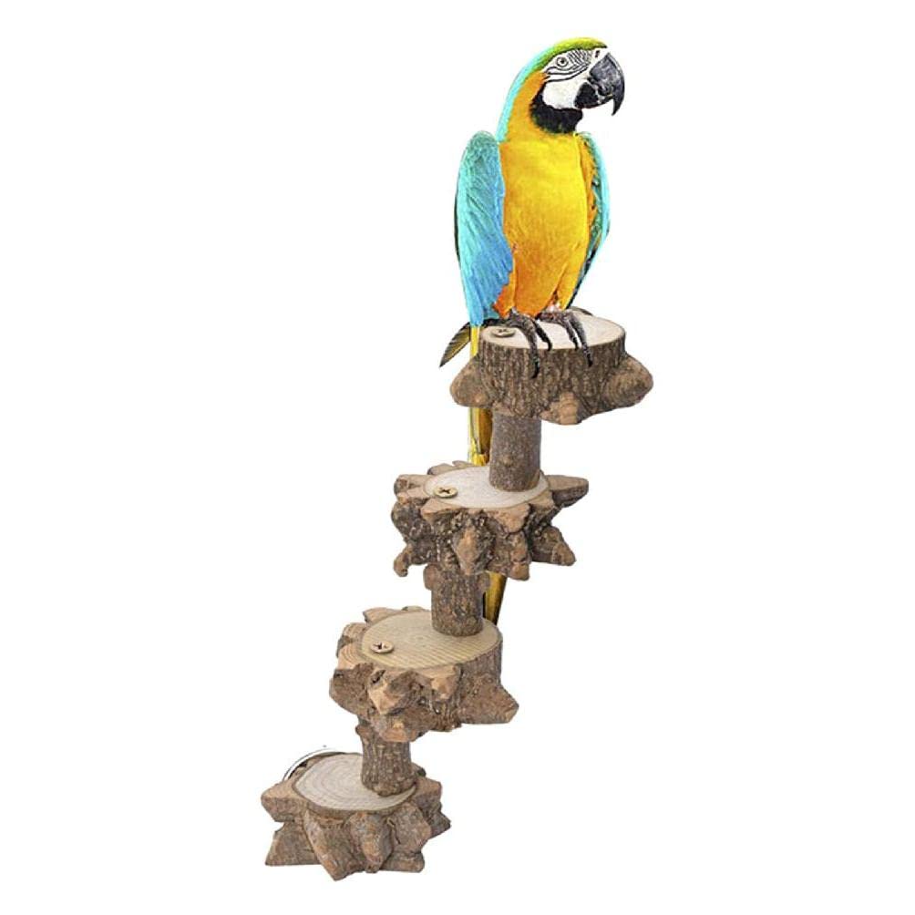 Unsoenihems59 Wood Bird Toys Natural Perch Stand En Platform Climbing Ladder Cage Toy For African Greys Macaws Cockatoos Perches Parakeets Conures Parrots Cockatiels Sand Nail Paw