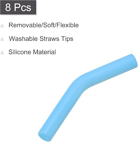 Miniatura 3 de uxcell 8 puntas de popote de silicona, punta de codos de paja de silicona, fundas de paja de metal suaves y reutilizables para popotes de acero