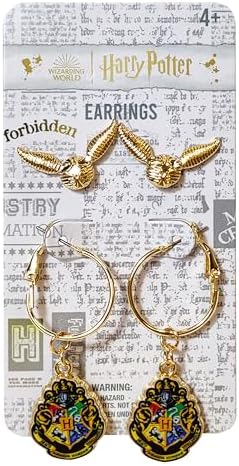 LUV HER Harry Potter Hypoallergenic Earrings for Girls, Stud & Fishhook Drop Sets with Charms One Size Fits All Jewelry for Women Accessories Ages 4+