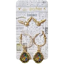 LUV HER Harry Potter Hypoallergenic Earrings for Girls, Stud & Fishhook Drop Sets with Charms One Size Fits All Jewelry for Women Accessories Ages 4+