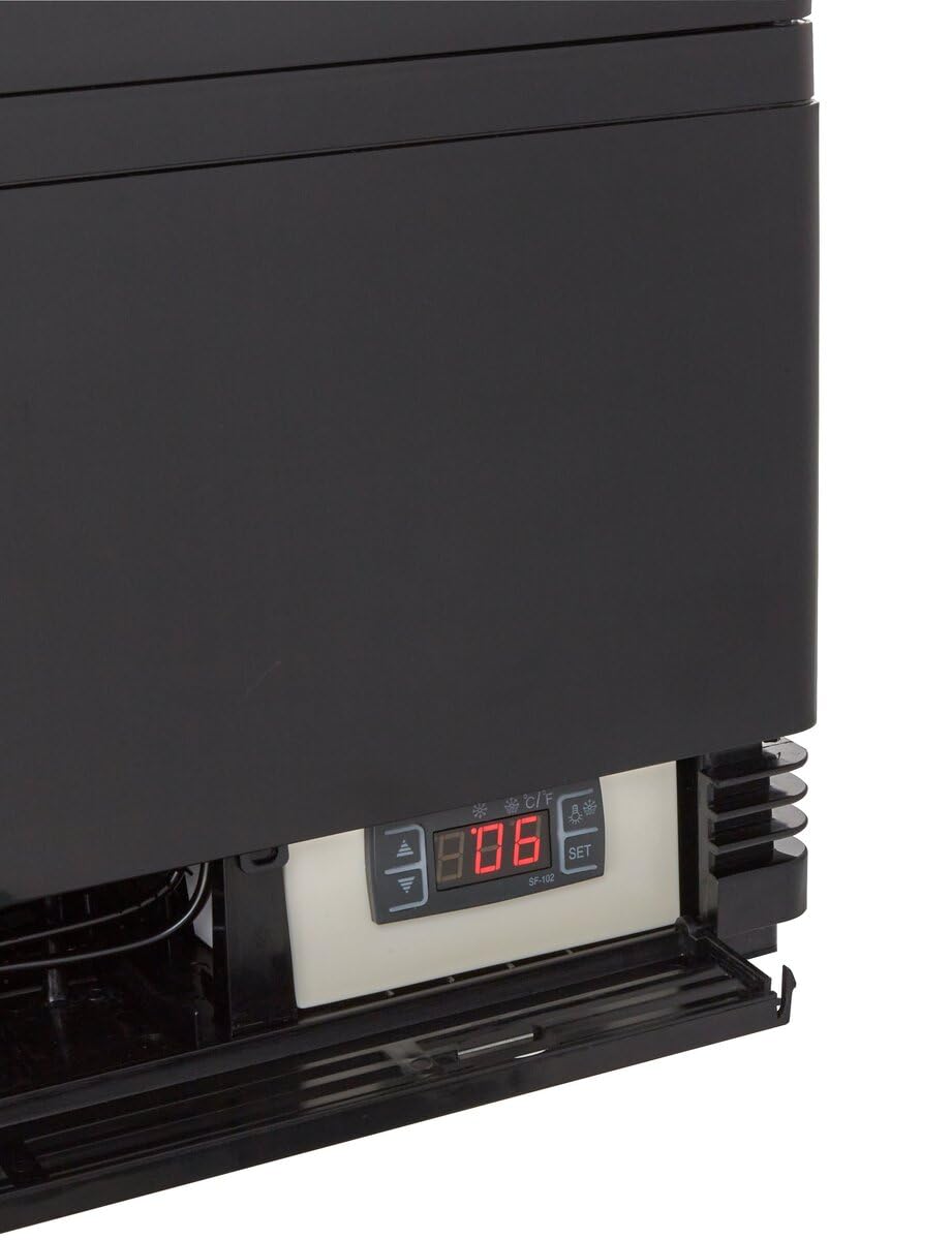 GastroHero Vetrina refrigerante da 58 litri, Vetrina a buffet +2 °C e +6 °C con LED I vetrina refrigerante Gastro nero I banco refrigerante con porta in vetro e convezione I chiudibile a chiave