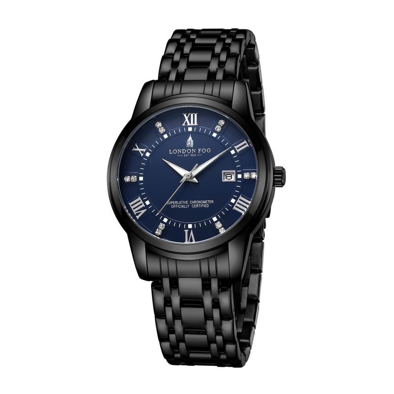 Image of London Fog Regent Collection Analog Quartz Watch for Men with Round Dial and Stainless Steel Strap, Metal Case, Date Display, Luminous Hands & Hour Markers, Water Resistant