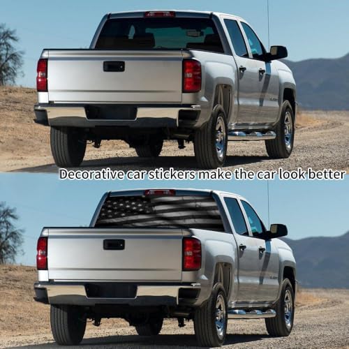 Image of Rear Window Decals for Trucks - 65x17.3 in Back Window American Flag Decals Fit Most Pickup Trucks SUV, Vinyl Back Window Decal Truck Rear Window Graphics for Personalized